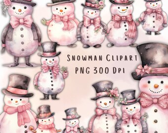 Pink Christmas Clipart Bundle, pink clipart, christmas png bundle, xmas png, Snowman PNG, Frosty the Snowman