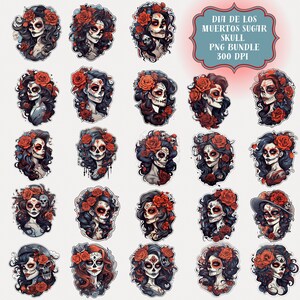 Dia de los Muertos Clipart, Day of the Dead Clipart, Sugar Skulls PNG, Halloween mexicain, Sugar Skull PNG, SSugar Skull Bundle, Cinco de May