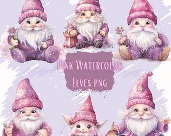 Pink Christmas Clipart Bundle, pink clipart, christmas png bundle, xmas png, winter decor Watercolor clipart to make menu instant download