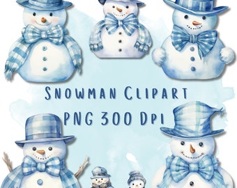 Christmas Snowman Clipart, Frosty the Snowman, Watercolor Christmas PNG Bundle, Snowmen Clipart, Winter ClipArt, Pink Christmas PNG, Premade