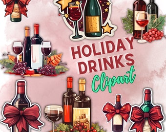 Christmas Bundle PNG, Watercolour Cocktail Clipart, Signature Cocktail, Alcohol Illustrations, Beers Clipart, Beverage Clipart, Hot Cocoa