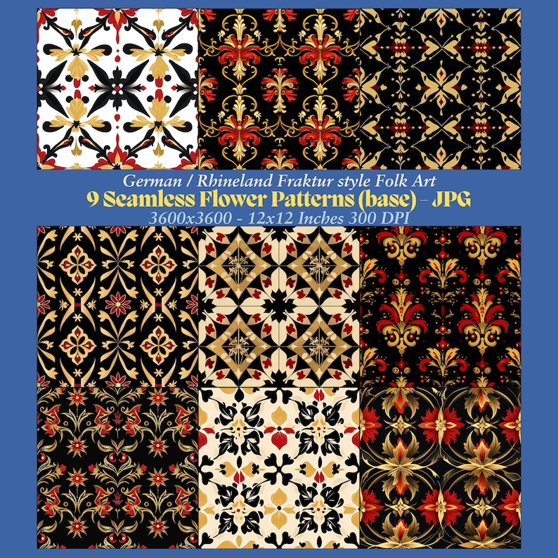 Floral Like Seamless Patterns. Digital Download. German Rhineland ...