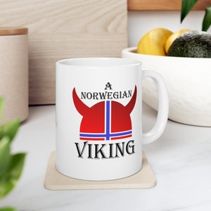 Ceramic Mug 11oz. A Norwegian Viking Helmet Coffee Tea Cup.