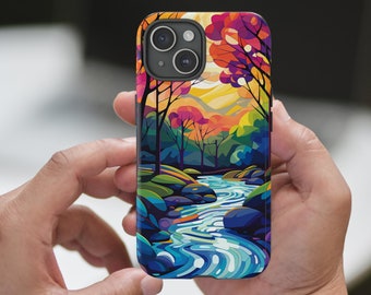 Tough Protective Phone Case with Beautiful Watercolors Fall Autumn Nature Image.