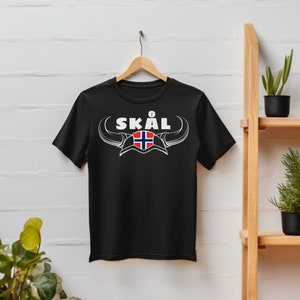 Norwegian Viking Cheers Skaal T-Shirt. Viking Helmet Shirt. Norwegian Viking Cheers Skaal T-Shirt. Viking Helmet Shirt.