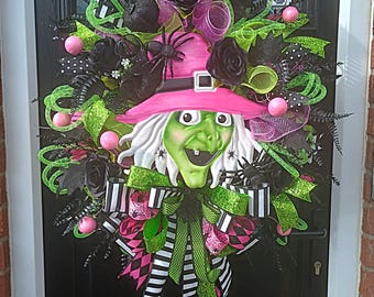 Halloween Witch Artificial Door Wreath.