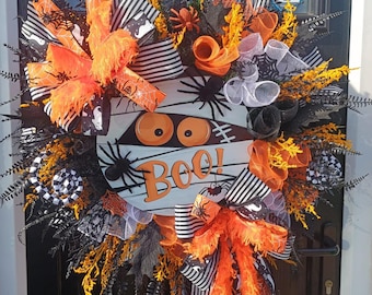 BOO Halloween Artificial Door Wreath