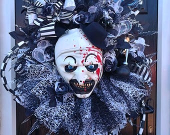 Halloween Art the Clown Terrifier Artificial Door Wreath