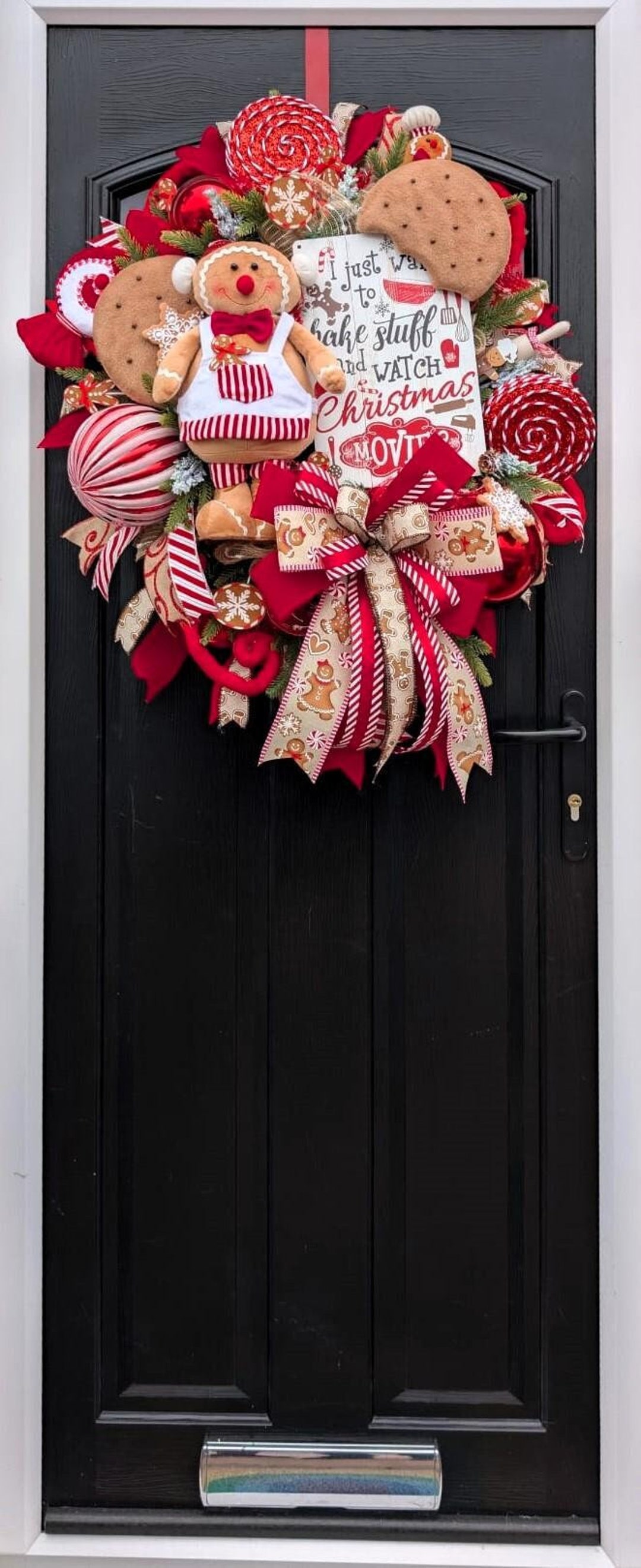 Gingerbread Candy Cane Cookie Bakery Christmas Door Wreath - Etsy