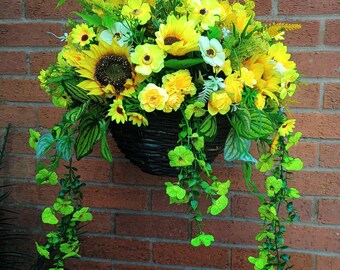 Artificial Sunflower Hanging Basket