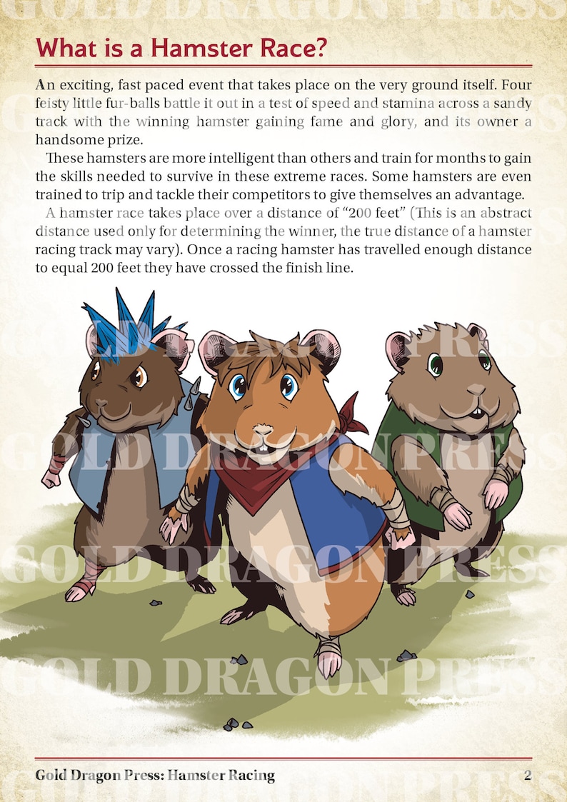 HAMSTER RACING | Dnd 5e Module | Tavern Games | Digital Download | Gold ...