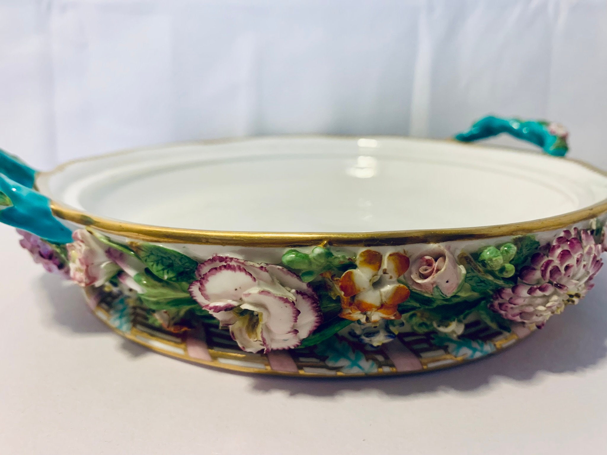 19th Century Flower Encrusted Large Pot Pourri Dish Etsy UK