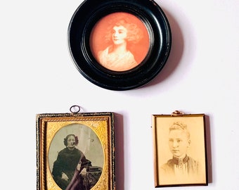 Framed Victorian portrait miniatures (x3)