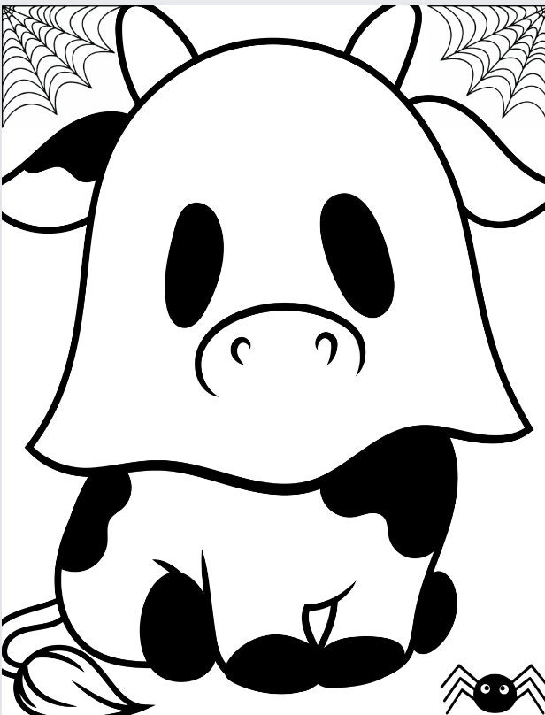 Halloween Cow Coloring Sheet - Etsy
