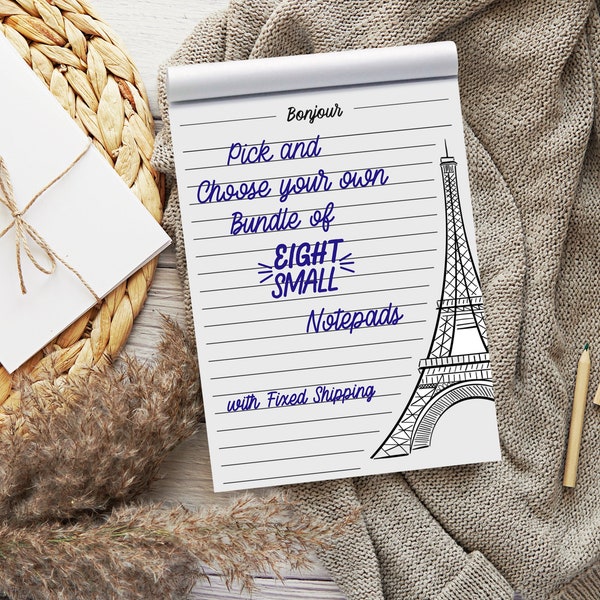 Pick and Choose your own Bundle of EIGHT SMALL Notepads