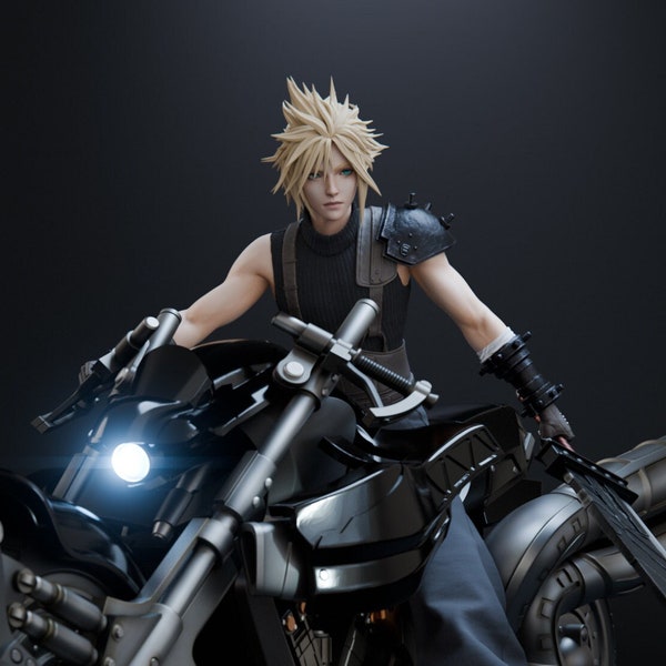 Final Fantasy 7 Rebirth - Cloud on Hardy Daytona - Figura de estatua impresa en 3D