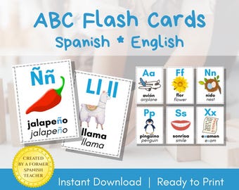 Bilingual ABC Flash Cards | Spanish English Alphabet Printable (PDF)