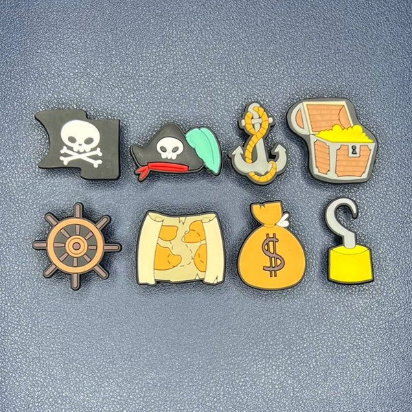 Pirate Croc Charms: Set of 8 Handcrafted Pirate-Themed Shoe Charms