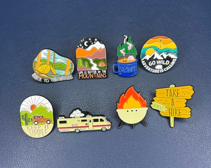 Camping, Hiking, Nature, Outdoors Enamel Pins - Gift for any nature lover