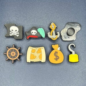 Pirate Croc Charms: Set van 8 handgemaakte schoenbedels met piratenthema afbeelding 3