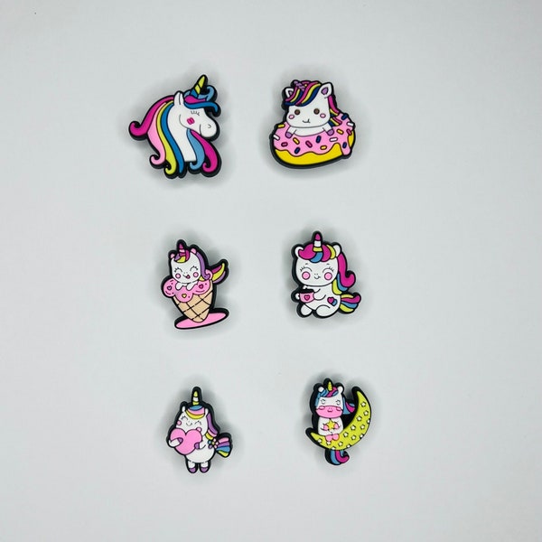 Adorable Unicorn Croc Charms Set - 6 Magical Patterns | Donuts, Ice Cream, Moon, and More!