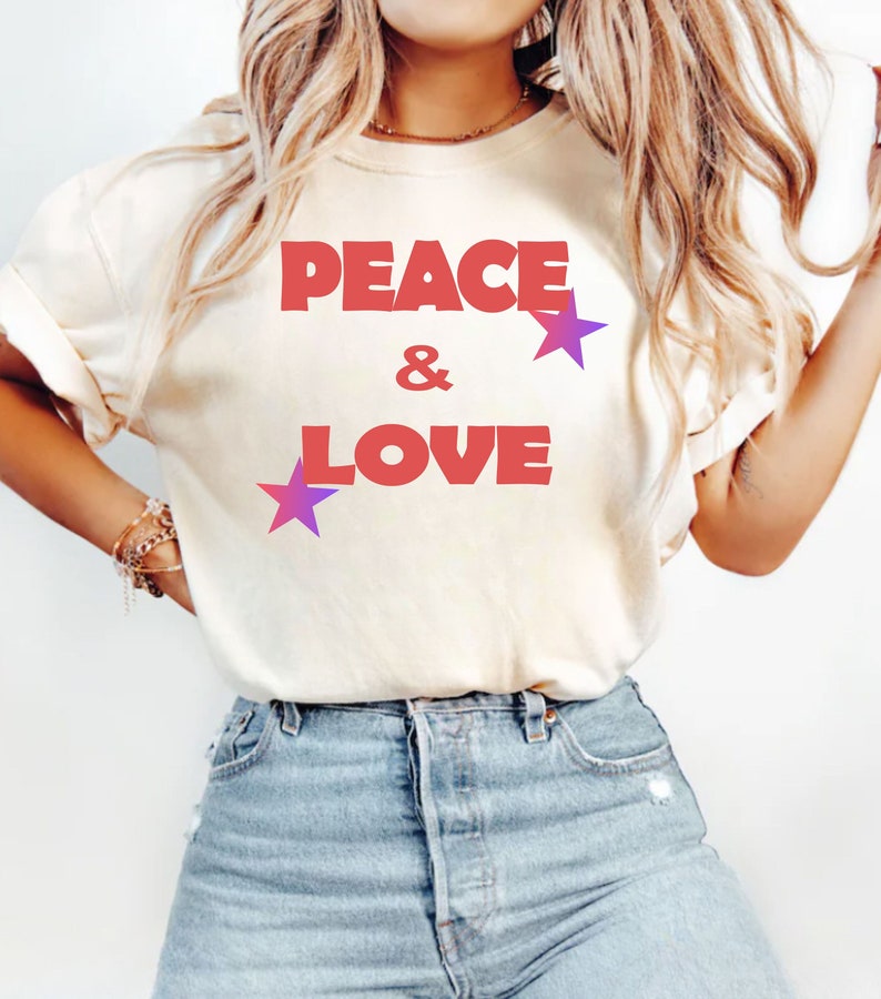 Peace and Love Tshirt, Minimalist Peace Love Shirt, Cute Top Ladies ...