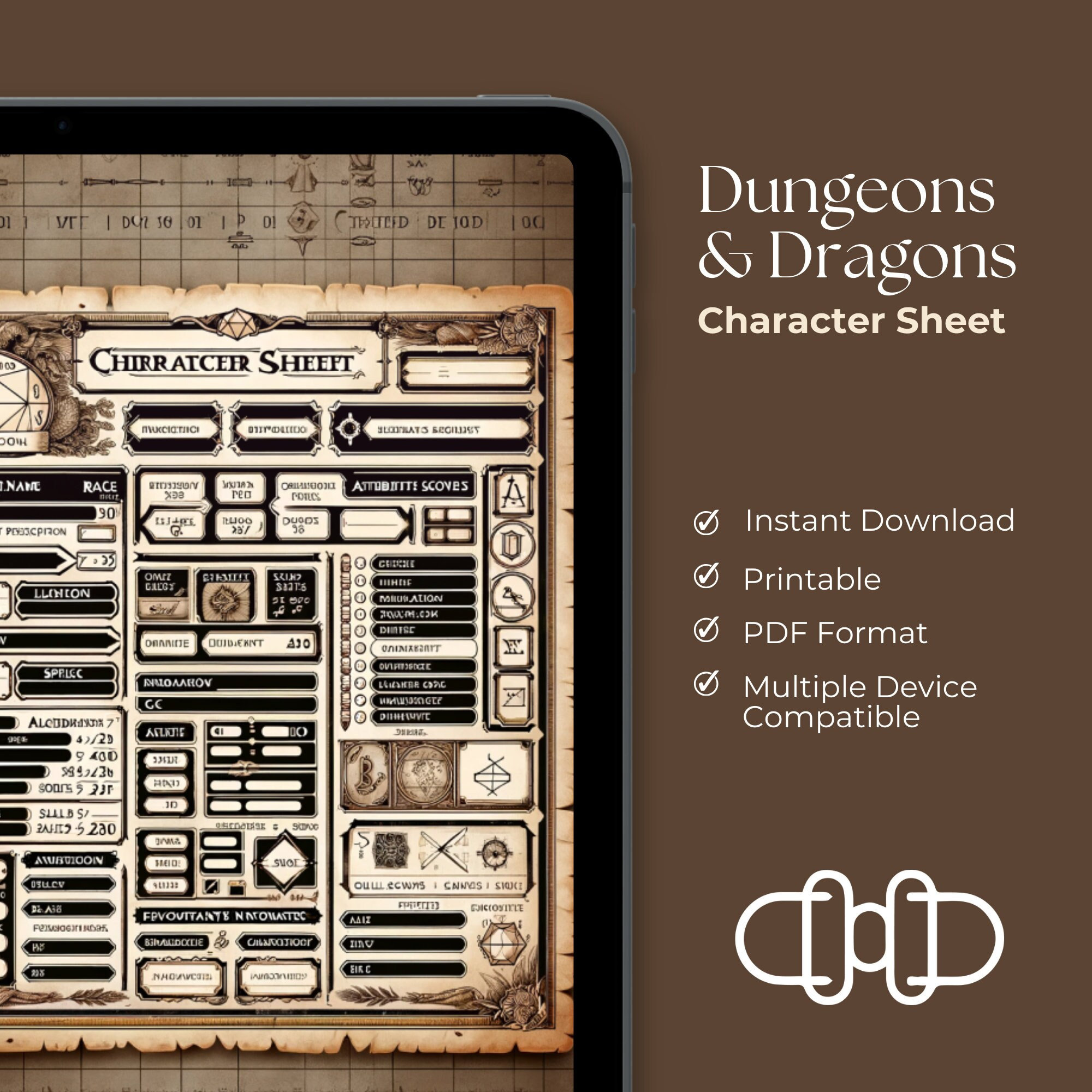 Vintage Printable Dnd Character Journal, Dnd Character Sheet With Spell ...