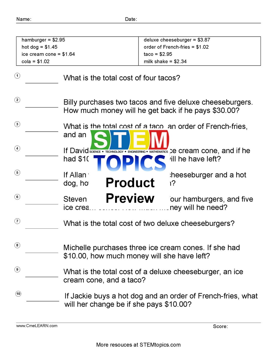 Grade 8 Math Worksheets - 736 Pages - Full Year - Etsy