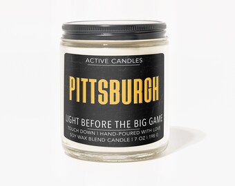 Pittsburgh Soy Wax Candle | Football Candle | Pittsburgh Steelers Candle | Active Candle | Sports Scented Candle