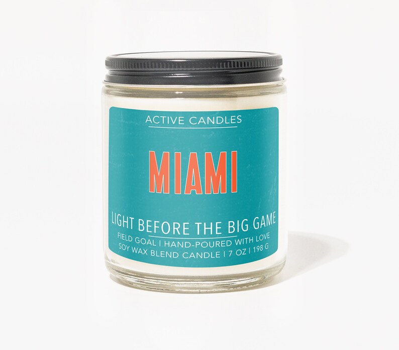 Miami Soy Wax Candle Football Candle Miami Dolphins Candle Active