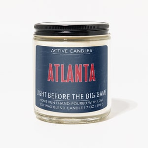 Atlanta Soy Wax Candle | Baseball Candle | Atlanta Braves Candle | Active Candle | Sports Scented Candle