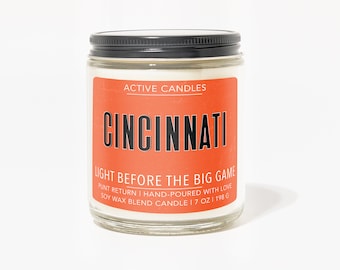 Cincinnati Soy Wax Candle | Football Candle | Cincinnati Bengals Candle | Active Candle | Sports Scented Candle