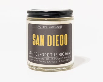 San Diego Soy Wax Candle | Baseball Candle | San Diego Padres Candle | Active Candle | Sports Scented Candle