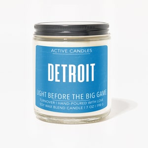 Detroit Soy Wax Candle | Football Candle | Detroit Lions Candle | Active Candle | Sports Scented Candle