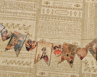 Vintage Valentine Banner, Handmade Holiday Decor