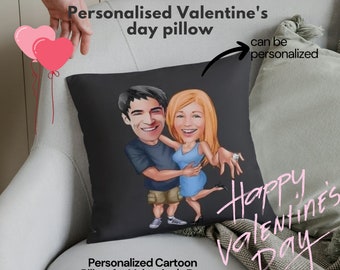 Personalised Valentine's day pillow with cartoon, Valentine's Day Gift, Pillow with cartoon