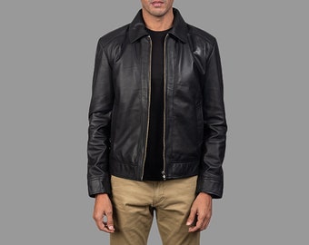 Genuine black leather jacket for men. fashion leather jacket, men leather jacket, jacket, black leather jacket,brown jacket.