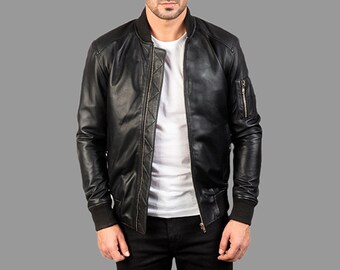 Men's racer black leather jacket. leather jacket, black leather jacket, brown leather jacket, jacket, men jacket