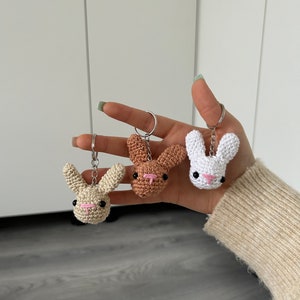 Bunny pendant handmade crocheted Keychain Car key Backpack Easter Bunny Rabbit head Easter Easter gift image 2