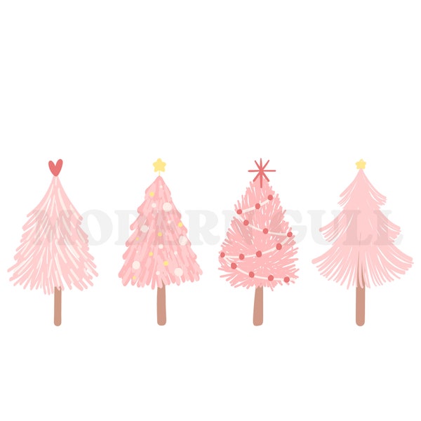 Pink Christmas PNG, Christmas Tree Christmas Card PNG, Simple Christmas png, Whimsical Christmas png, Pink Christmas Tree Sublimation