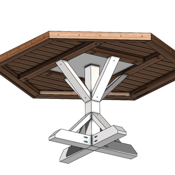 DIY Hexagonal Farmhouse Table Plans, Blueprints, Materials List, Instructions