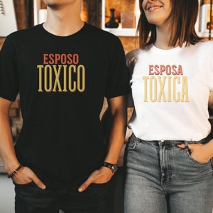 Camisa Esposo Esposa Toxica Toxico Pareja, camisas de casal espanhol, camisas combinando marido e mulher