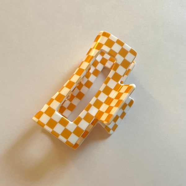 Orange & White Checkerboard Hair Clip / Go Vols!!! / Tennessee Game Day Accessories