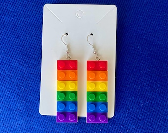 Kleurrijke bouwsteen hangoorbellen / Dames Sieraden Accessoires / Lego Lover Cadeau