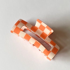 Pinza para el cabello con diseño de cuadros anchos naranja y blanco / ¡Vamos Vols! / Accesorios para el día del juego de Tennessee