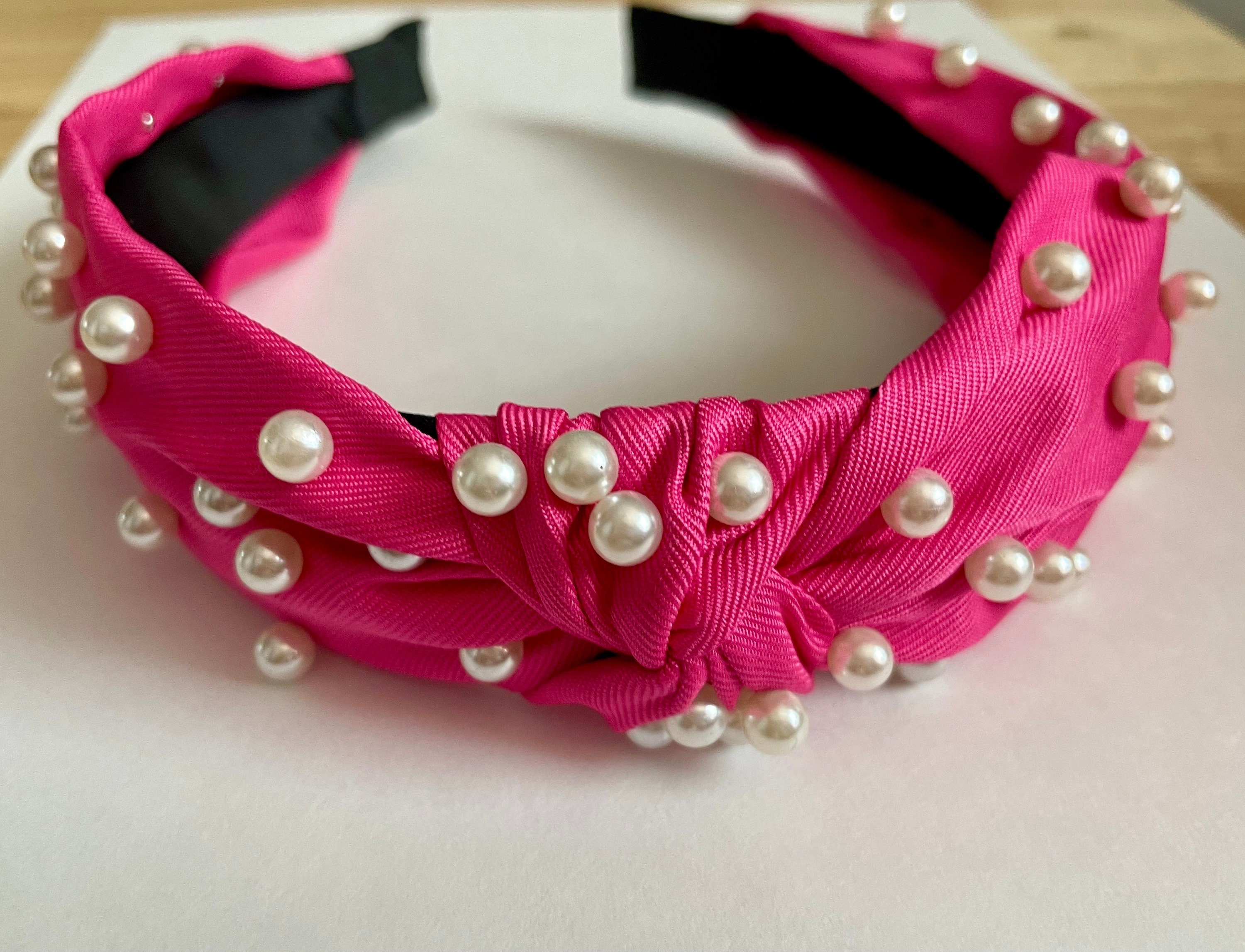 NEW Elegant Pink Pearl-Studded Embellished Headband Amazon.com : Glamlily Crystal Headbands - All-Day Comfort  main image 2
