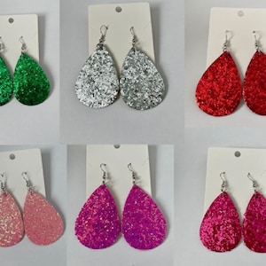 Colorful Sparkly Glitter Teardrop Dangle Earrings / Women&#39;s Jewelry Accessories