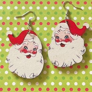 Nostalgic Santa Claus Earrings / Tacky Christmas Earrings / Holiday Women&#39;s Jewelry Accessories