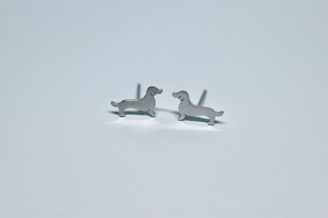 thumbnail image 2 of Cute Dachshund Dog 925 Sterling Silver Stud Earrings Puppy... 2 of 9