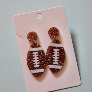 Sparkly Game Day Football Post Dangle Earrings / Tailgate Style Jewelry / Women&#39;s Jewelry Accessories